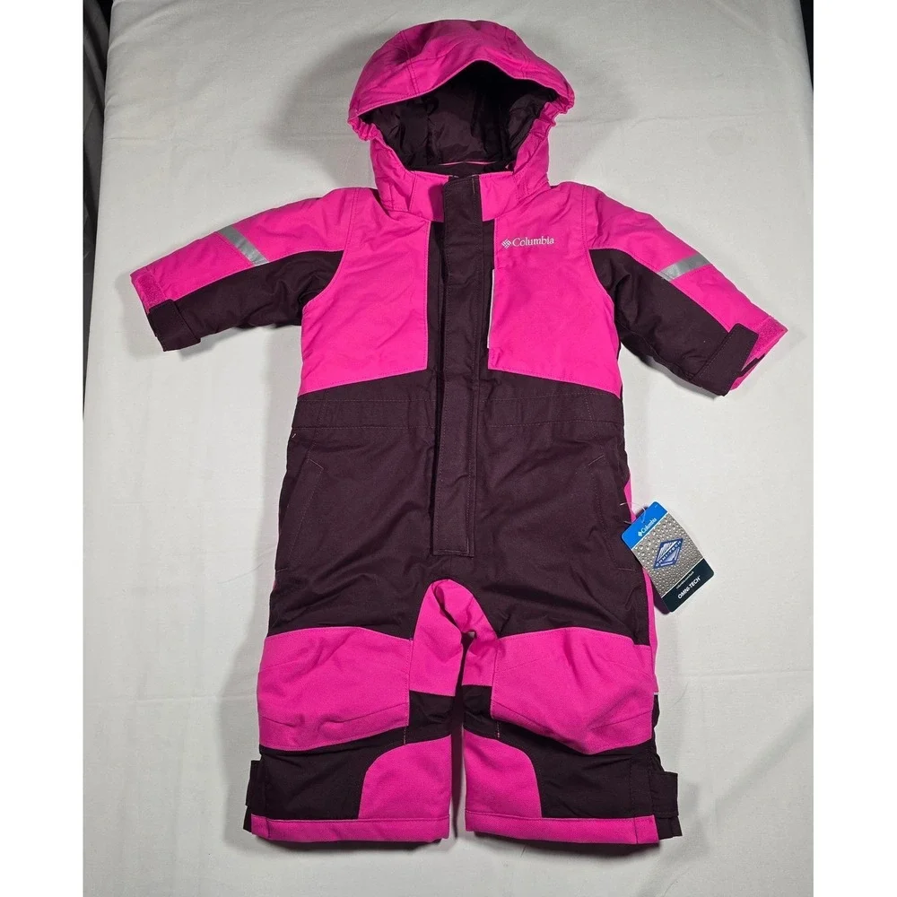 Columbia Omni-Tech Kids Snowsuit Pink Purple Waterproof Insulated Bunting 6-12M